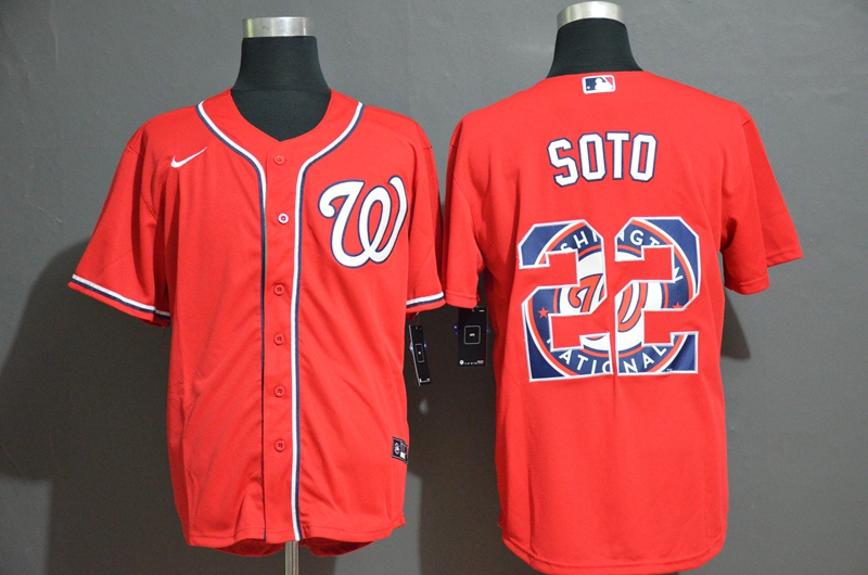 2020 Men Washington Nationals #22 Soto red Game MLB Jerseys